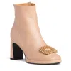 Beautiisoles By Robyn Shreiber Made In Italy Women's Neutrals / Brown Scarlet Beige Leather Bootie With Rhinestones Comfortable & Dressy For Even In Brown