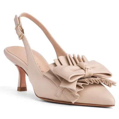 Beautiisoles By Robyn Shreiber Made In Italy Women's Neutrals Fiorella Beige Leather Pump Comfortable Wedding Dressy Work Bridal Kitten Heel Slin In Beige/black