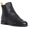 Beautiisoles By Robyn Shreiber Made In Italy Women's Neutrals / Grey Reba Black Leather Flat Chelsea Ankle Bootie In Black