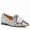 Beautiisoles By Robyn Shreiber Made In Italy Women's White / Neutrals / Grey Celeste White & Black Snakeprint Leather Loafer Comfortable For Work In Grey/white
