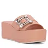Beautiisoles By Robyn Shreiber Made In Italy Women's Pink / Purple / Neutrals Dita Baby Pink Leather Comfortable Wedge Platform Mule Beach Pool S In Pink/purple