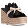 Beautiisoles By Robyn Shreiber Made In Italy Women's Noelle Black Leather Slide Comfortable & Chic Wedge Platform Espadrille For Work Or Pool San In Black