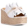 Beautiisoles By Robyn Shreiber Made In Italy Women's Noelle White Wedge Leather Sandal Comfortable Dressy Platform Espadrille Wedding Or Beach & In White