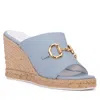 Beautiisoles By Robyn Shreiber Made In Italy Women's Norma Baby Blue Espadrille Platform Wedge Slide Comfortable & Sexy Work & Pool Leather Sanda In Blue