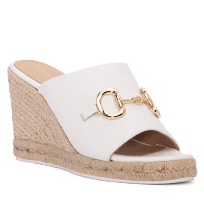 Beautiisoles By Robyn Shreiber Made In Italy Women's Norma White Espadrille Platform Wedge Slide Comfortable & Sexy Work & Pool Leather Sandal
