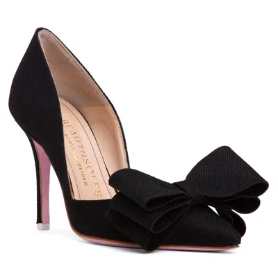 Beautiisoles By Robyn Shreiber Made In Italy Women's Oxsana Black Linen & Leather Comfortable Work Evening Party Stiletto Heel Pump
