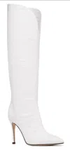 Beautiisoles By Robyn Shreiber Made In Italy Women's Peyton White Croc Leather Tall Stiletto Boot Elegant Wedding In White