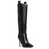 Beautiisoles By Robyn Shreiber Made In Italy Women's Phoebe Black Leather High Heel Comfortable Tall Boot Sexy Elegant For Valentine In Black