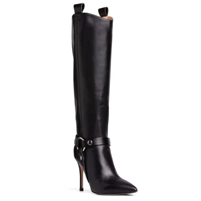 Beautiisoles By Robyn Shreiber Made In Italy Women's Phoebe Black Leather High Heel Comfortable Tall Boot Sexy Elegant For Valentine