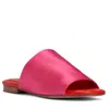Shop Beautiisoles By Robyn Shreiber Made In Italy Women's Pink / Purple April Hot Pink Flat Slide Sandal Dressy Stretch Satin For Pool Or Day & Dressy In Pink/purple