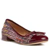 Beautiisoles By Robyn Shreiber Made In Italy Women's Red Beatrice Burgundy Linen & Patent Leather Ballerina