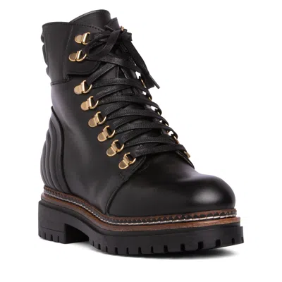 Beautiisoles By Robyn Shreiber Made In Italy Women's Ronnie Black Leather Combat Bootie Comfortable For Winter Snow