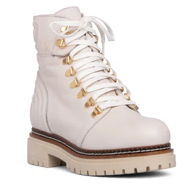 Beautiisoles By Robyn Shreiber Made In Italy Women's Ronnie Off-white Leather Comfortable Motorcyle Snow Bootie