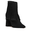 Beautiisoles By Robyn Shreiber Made In Italy Women's Tal Black Suede Bootie Comfortable & Dressy With Studs For Work Or Evening In Black