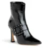 Beautiisoles By Robyn Shreiber Made In Italy Women's Tammi Black Patent Leather Comfortable Ankle Bootie Valentine Evening Party In Black