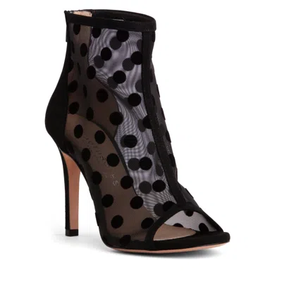 Beautiisoles By Robyn Shreiber Made In Italy Women's Tatiana Black Mesh Polka Dots Bootie Dressy & Comfortable Elegant Stiletto Sexy For Valentin