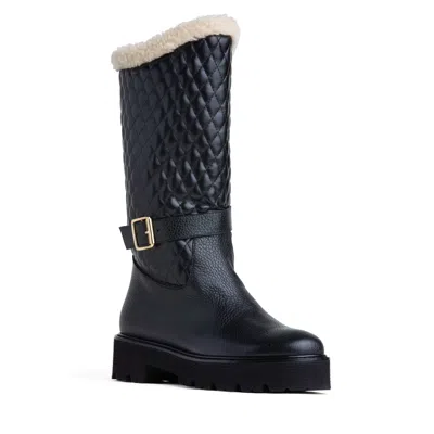 Beautiisoles By Robyn Shreiber Made In Italy Women's Tulsa Black Leather Platform Winter Boot