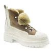 Beautiisoles By Robyn Shreiber Made In Italy Women's White / Brown Francy Brown Winter Bootie With Faux Fur In White/brown