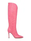 Beautiisoles By Robyn Shreiber Peyton Knee High Pointed Toe Boot In Pink Crocodile In Multi