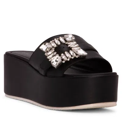 Beautiisoles By Robyn Shreiber Women's Dita Platform Leather Sandal In Black Leather