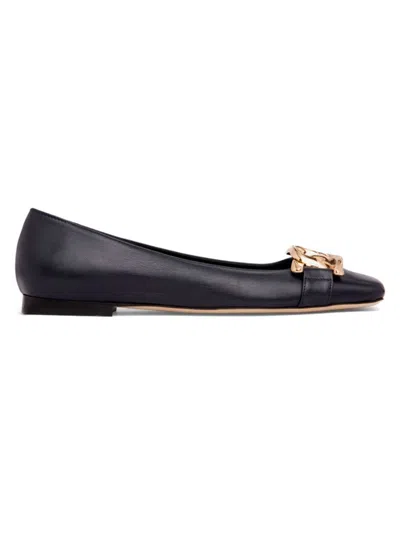 Beautiisoles By Robyn Shreiber Women's Giuly Chain Leather Ballet Flats In Black
