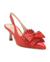 Beautiisoles By Robyn Shreiber Women's Leather Pointed Toe Slingback Pumps In Red In Red