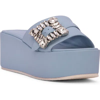 Beautiisoles Dita Platform Slide Sandal In Blue