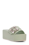 Beautiisoles Dita Platform Slide Sandal In Light Green