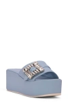 Beautiisoles Dita Platform Slide Sandal In Sky Blue