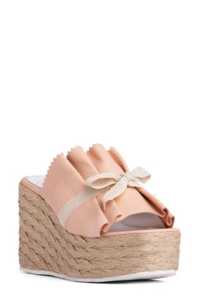 Beautiisoles Noelle Espadrille Platform Wedge Slide Sandal In Pink