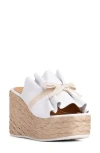 Beautiisoles Noelle Espadrille Platform Wedge Slide Sandal In White