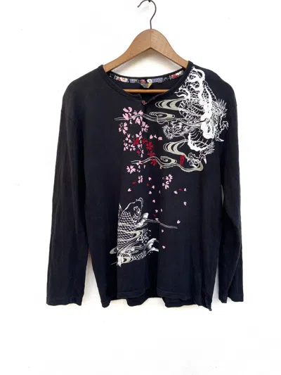 Pre-owned Beauty Beast Sukajan T Shirt Fish Koi Design If Six Was Nine In Black