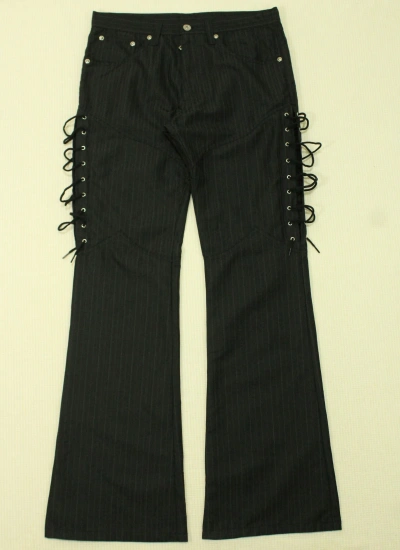 Pre-owned Beauty Beast X Hysteric Glamour Flared Semantic Design Pants Side Rope Stripe Punk Bondage In Black