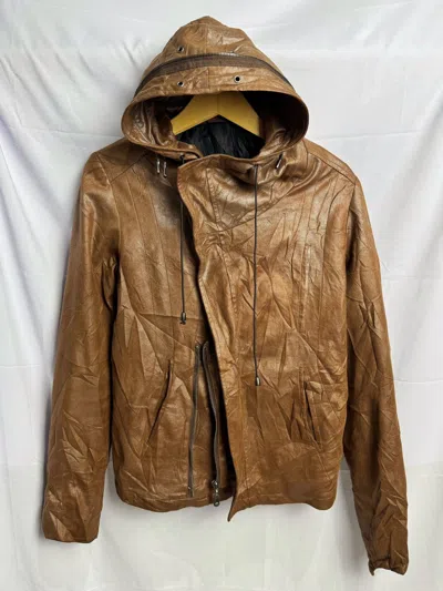 Pre-owned Beauty Beast X If Six Was Nine Semanticdesign Asymmetrical Leather Jacket In Brown