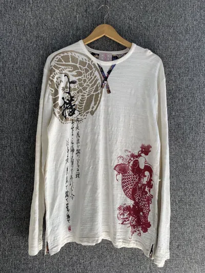 Pre-owned Beauty Beast X If Six Was Nine Sukajan Japanese Style Gothic Poem Long Sleeve In White