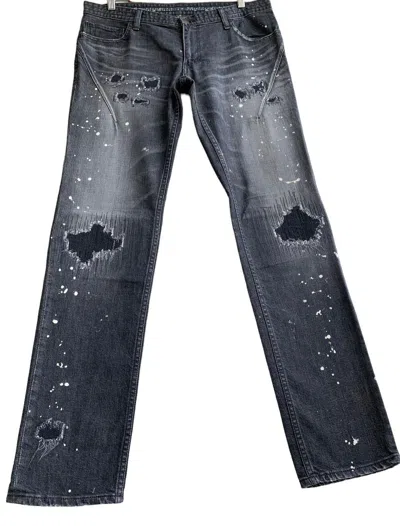 Pre-owned Beauty Beast X Number N Ine Number (n) Distressed Splatter Denim Jeans In Black Distressed