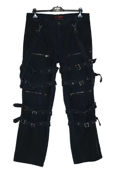Pre-owned Beauty Beast X Seditionaries Queen Of Darkness Punk Rave Goth Bondage Baggy Cargo Pants In Faded Black