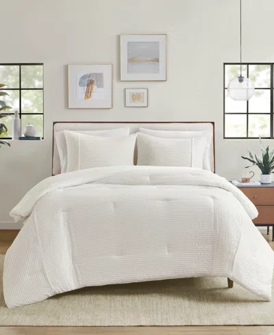 Beautyrest Apollo Striped Seersucker Oversized 3-pc. Duvet Cover Set, Full/queen In Ivory