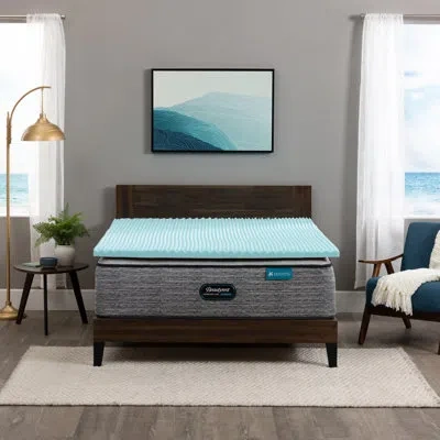 Beautyrest Cool Wave Memory Foam Mattress Topper, 2 Inch In Blue