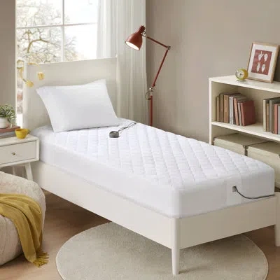 Beautyrest Cotton Deep Pocket Heated Mattress Pad-20 Heat Settings In White