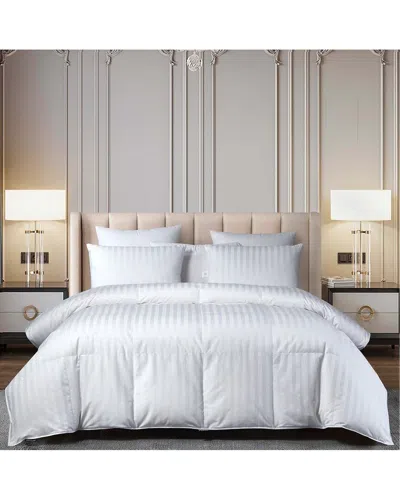 Beautyrest Damask Strie Us Grown Cotton Hungarian Goose Down Comforter - All Seasons In White
