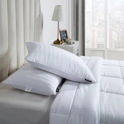 Beautyrest Damask Strip Us Grown Cotton Softy-around Goose Feather/down Pillow (2pk) - Medium Firm In White