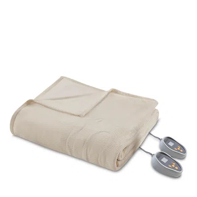 Beautyrest Knit Micro-fleece Full Electric Blanket Bedding In Beige