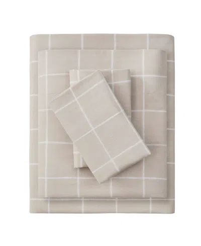 Beautyrest Extra Deep Pocket Cotton Flannel 4-pc. Sheet Set, Queen In Beige Windowpane