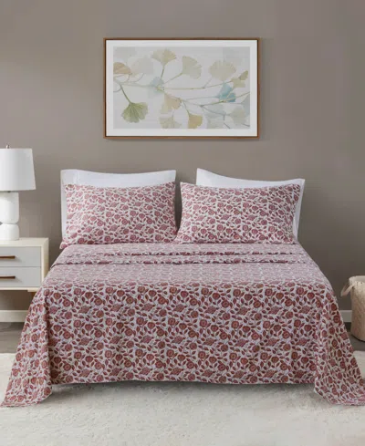 Beautyrest Extra Deep Pocket Cotton Flannel 4-pc. Sheet Set, Queen In Rust Floral