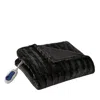 Beautyrest Faux Fur Heated Throw Blanket In Black