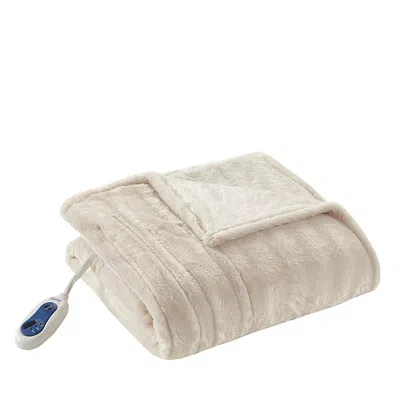 Beautyrest Heated Duke Faux Fur Heated Throw, 50 X 70 In Champagne