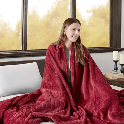 Beautyrest Heated Microlight To Berber Blanket, King In Garnet