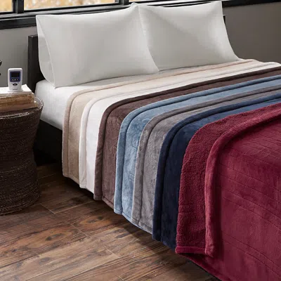 Beautyrest Heated Microlight To Berber Blanket, Queen In Garnet