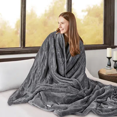 Beautyrest Heated Microlight To Berber Blanket, Twin In Gray